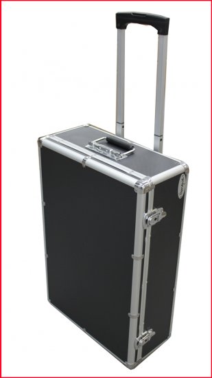 1000 ALUMINUM LIKE CD DVD CARRY n STORE ROLLING CASE BLACK - Click Image to Close