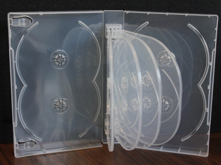 Crystal Clear Multi Twelve Tray DVD Case Box 33mm 12 Discs Holder W Flap Premium Quality - Click Image to Close