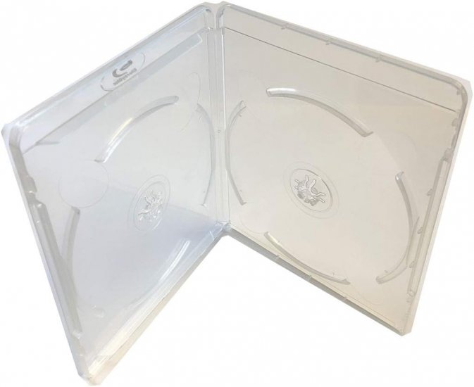 11mm MegaDisc Clear Blu-Ray Case With Logo Double Discs Box Premium Quality - Click Image to Close