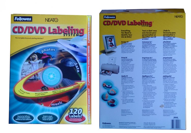 New Fellowes Neato CD DVD Labeling System with 120 Labels and install kit Free Shipping - Click Image to Close