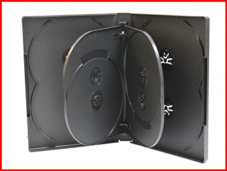 22MM 8-IN-1 DVD CASE BLACK EIGHT TRAY OVERLAP PREMIUM HOLDER BOX MEGADISC BRAND - Click Image to Close