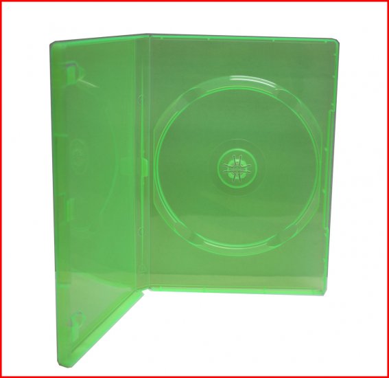 20 Pk New 14mm Standard Size XBOX 360 Transparent Green Cases Single DVD CD Disc Holder - Click Image to Close