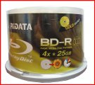 50 Pk RiData LTH White Inkjet Hub Printable 4X 25GB Blu-Ray BD-R Blank Disc Free Shipping