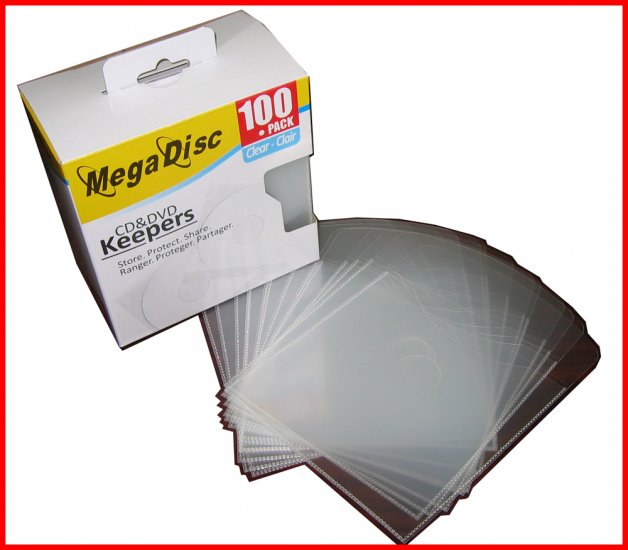 MEGADISC CD/DVD KEEPERS CLEAR 100 PK(Memorex Quality) - Click Image to Close
