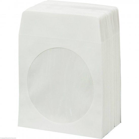 1000 White Paper CD DVD Disc Sleeves Window Flap Envelope 100g - Click Image to Close