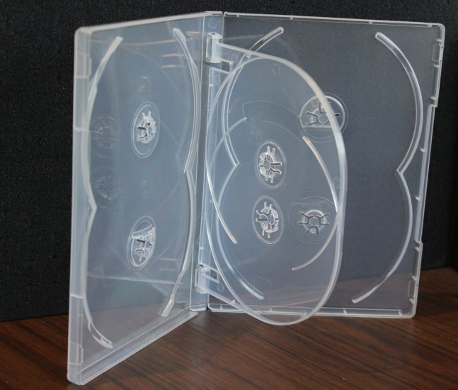 New premium 14mm 6-in-1 Crystal Clear Standard Size 6 Tray DVD Case Box Multi Discs Holder W Flap - Click Image to Close