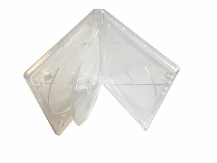 New 10 Clear MegaDisc 15mm Blu-ray Replacement Case Holds 4 Discs (4 Tray) box Free Shipping - Click Image to Close
