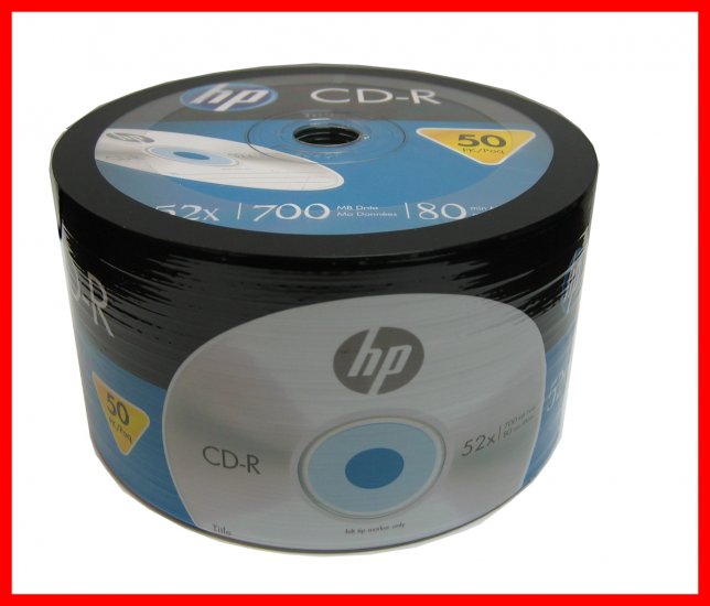 50 Pk HP Brand 52X 80MIN 700MB Blank CD CD-R CDR Media For Music Data Photo - Click Image to Close