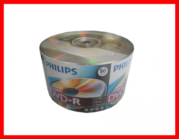 Philips DVD-R 16x 4.7GB Silver Logo 50 Pack Opp Shrink Wrap - Click Image to Close