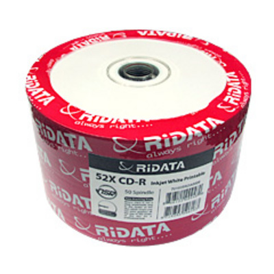 Ridata CD-R 52x 700MB White Inkjet Printable 50 Pack Opp - Click Image to Close