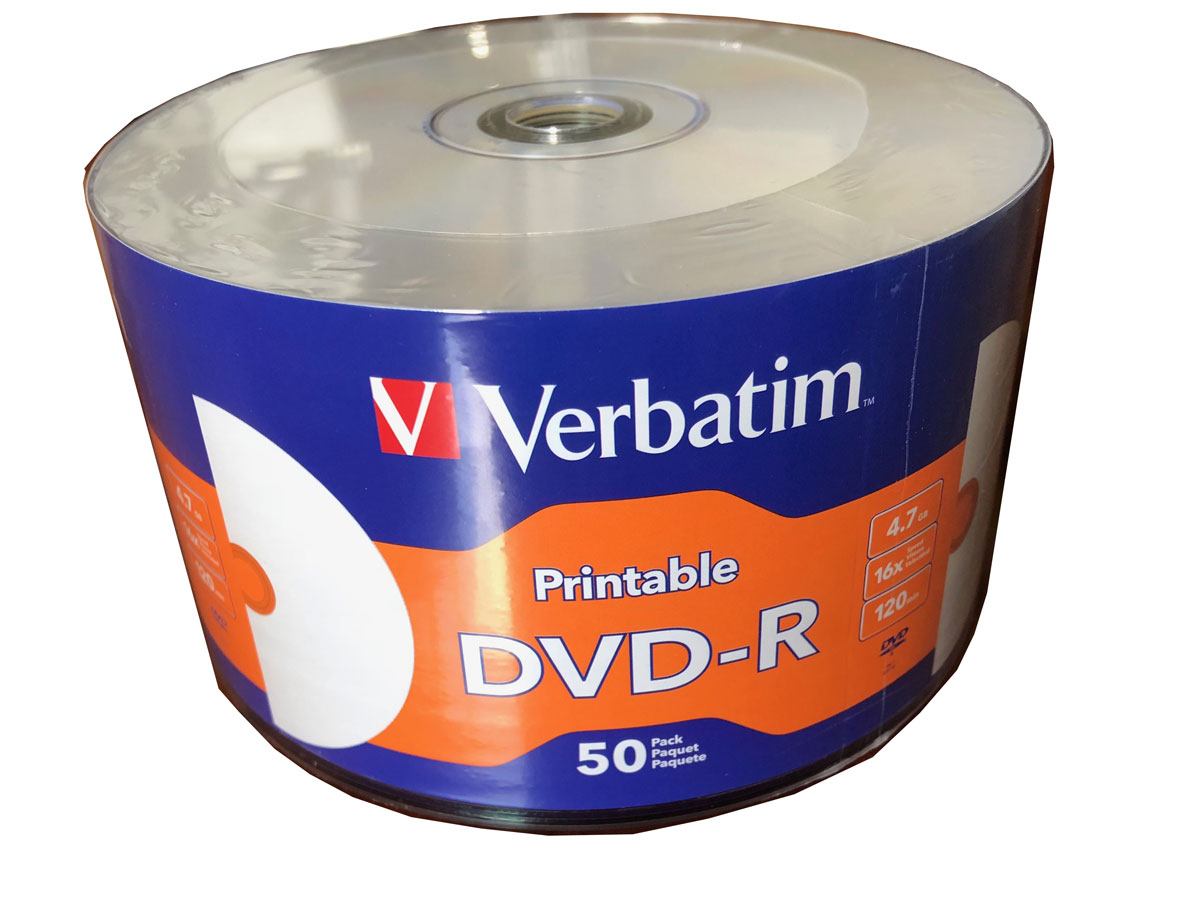 Verbatim 97167 DVD-R 16X White Inkjet Hub Printable 50 Spindle OPP Free Shipping