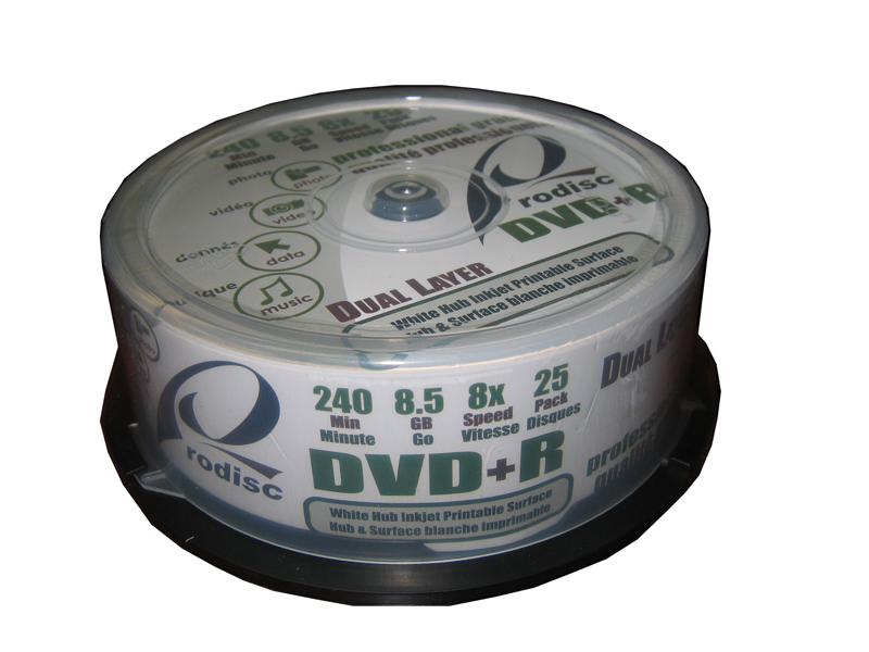 Rodisc Dual Layer DVD+R White Hub inkjet Printable 8.5GB 25 Pack - Click Image to Close