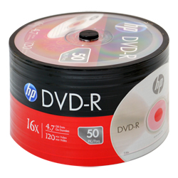 HP 16x 4.7GB DVD-R Media 50-Piece - Click Image to Close