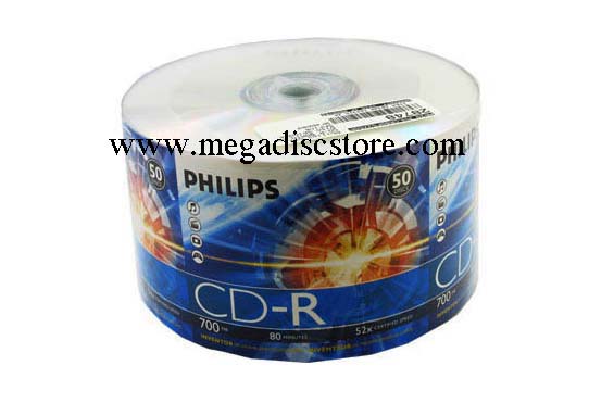 50 PACK PHILIPS CD-R 52X 700M 80 Min OPP SHRINK - Click Image to Close