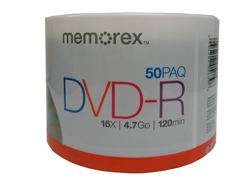 Memorex DVD-R 50PK 1-16X 4.7GB 120Min Cake Box - Click Image to Close