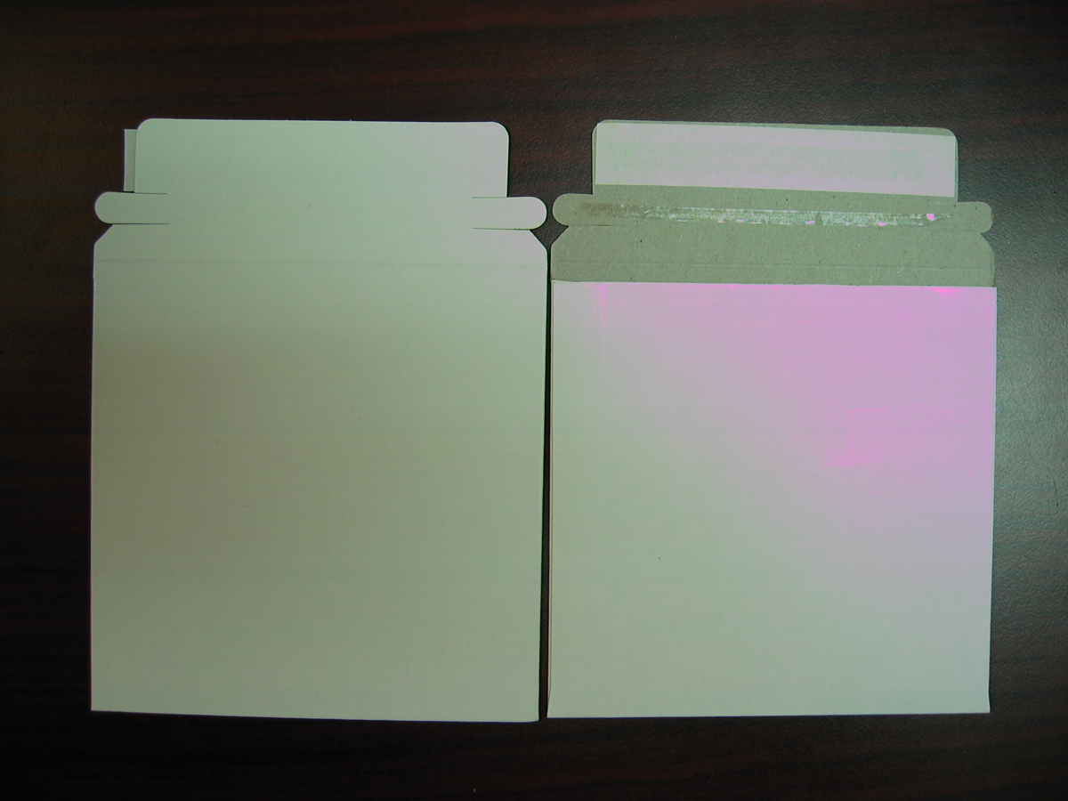100 Pk White cardboard 5 1/4 x 5 1/4 CD DVD Disk Mailers with Self Adhesive - Click Image to Close
