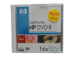 30 Pk HP DVD-R LightScribe mv1.2 16x, 4.7GB, Blank DVD Storage Media