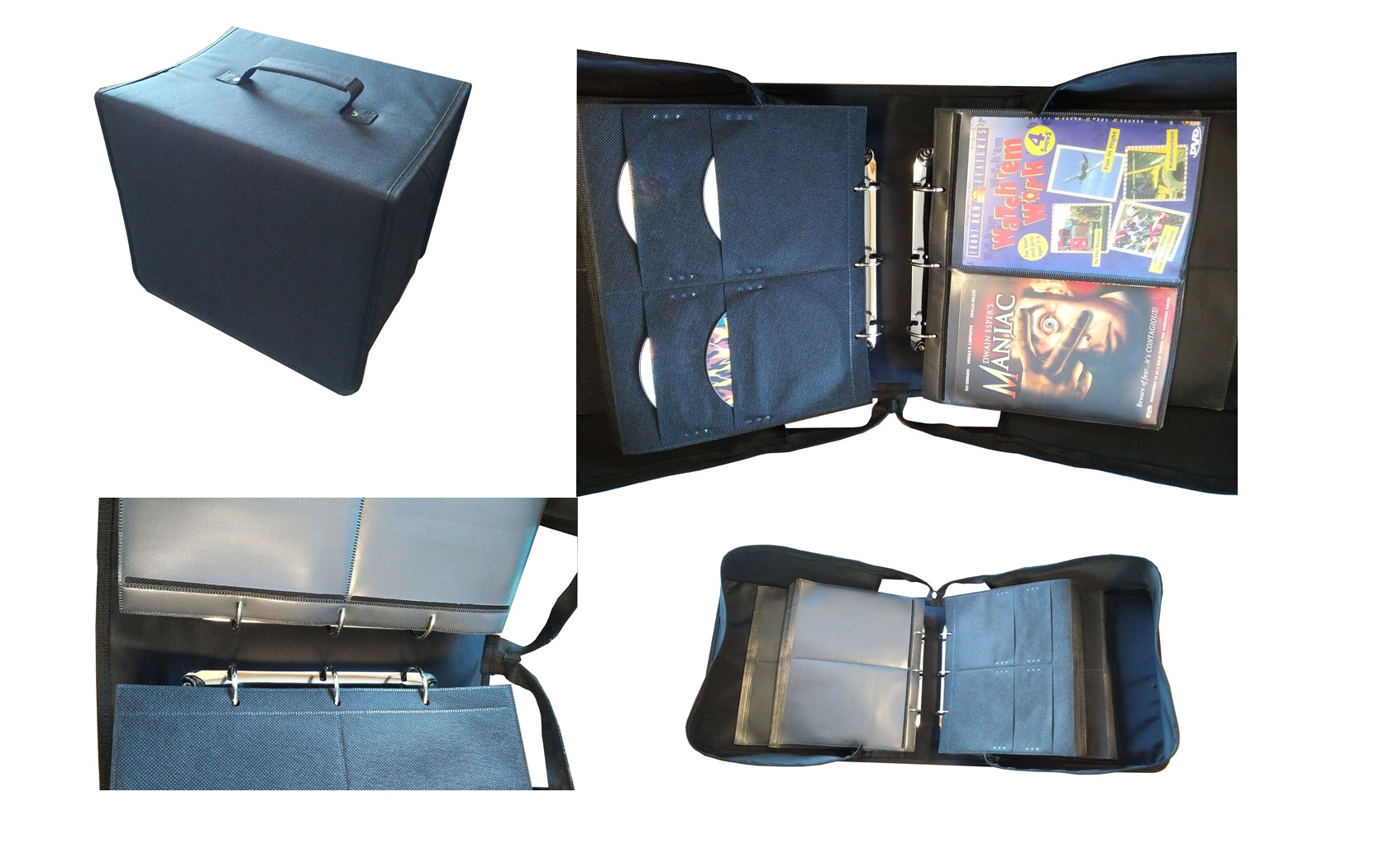MegaDisc 240 DVD Album Black Nylon Fabric with Removable Sleeves Hold 120 Titles Free Shipping - Click Image to Close